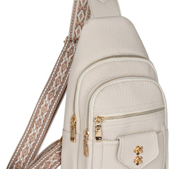 Gray Faux Leather Crossbody Sling Bag for Women, Trendy Multi-Compartment Design - Picture 1 of 7